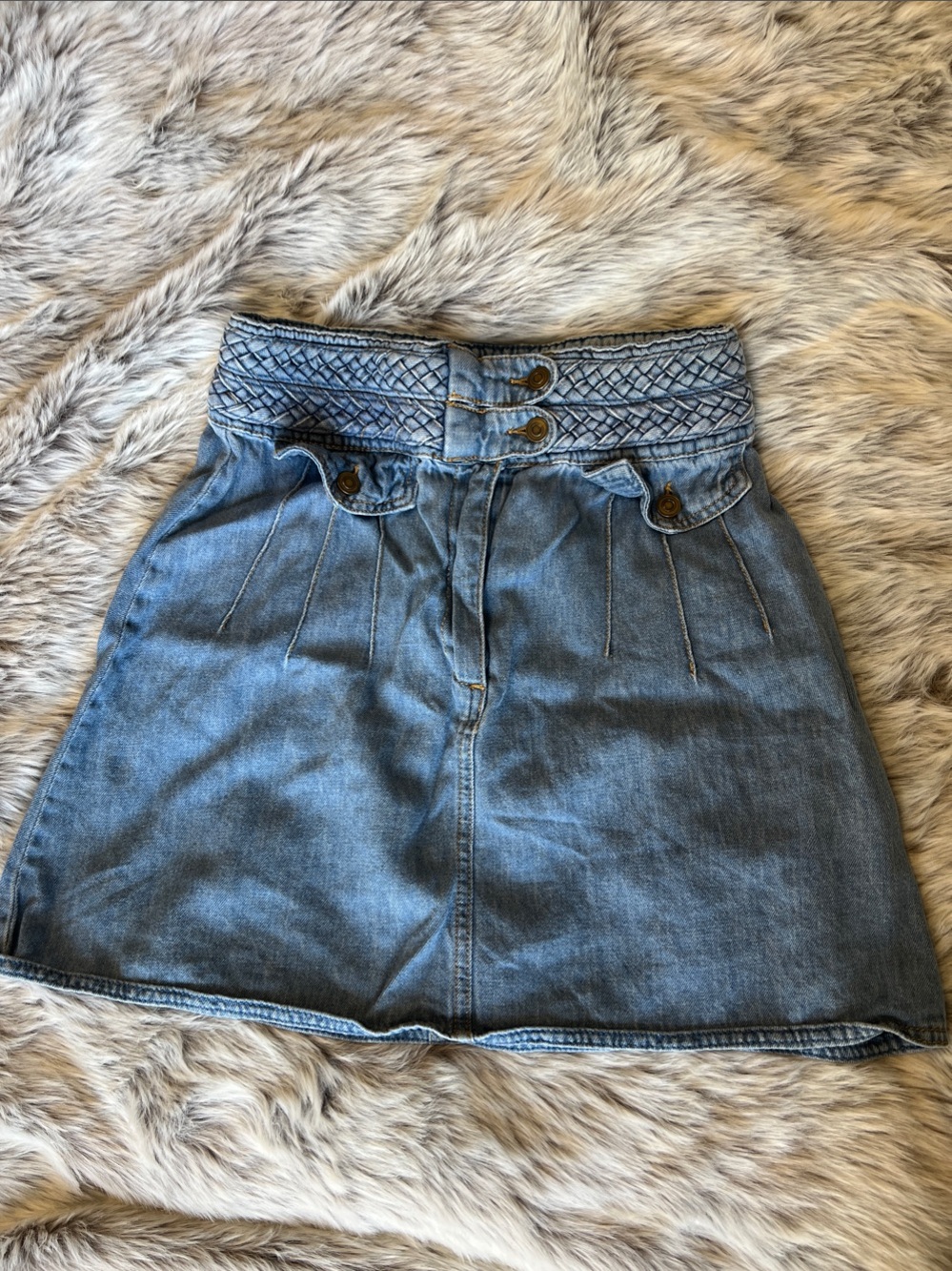 Denim High-Waist A-Line Skirt - Blue